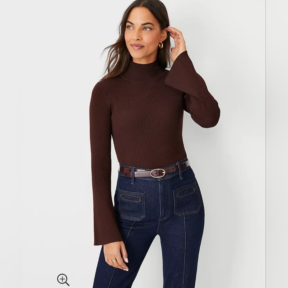 Ann Taylor Flare Sleeve Mock Neck Sweater NWT